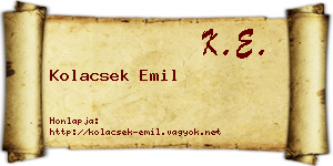 Kolacsek Emil névjegykártya